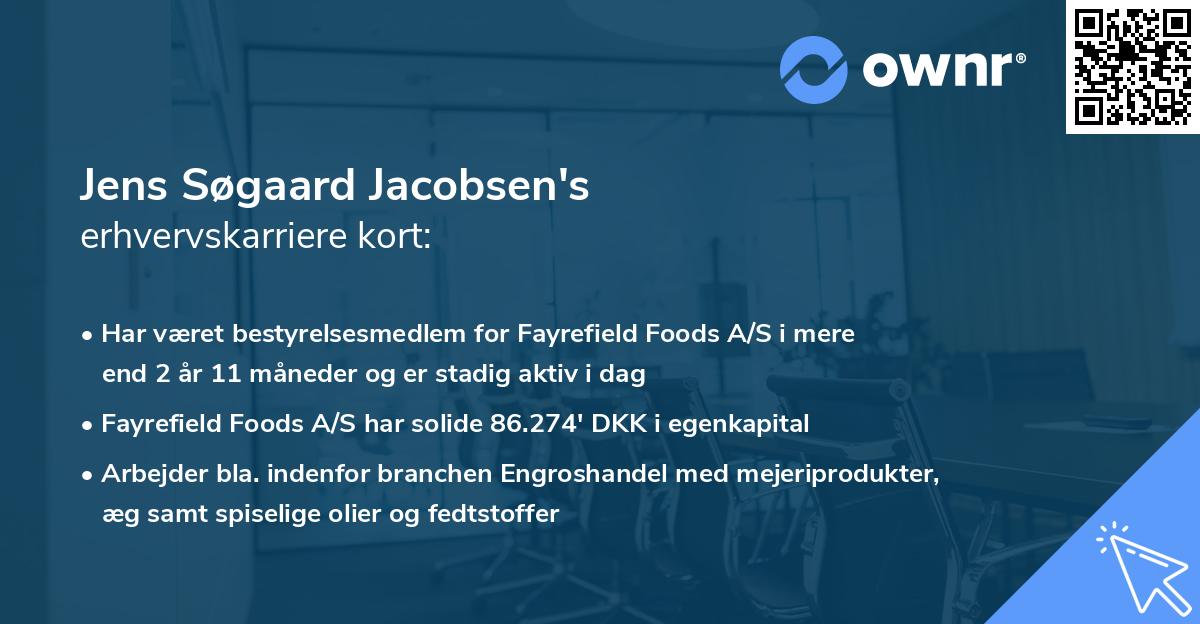 Jens Søgaard Jacobsen's erhvervskarriere kort