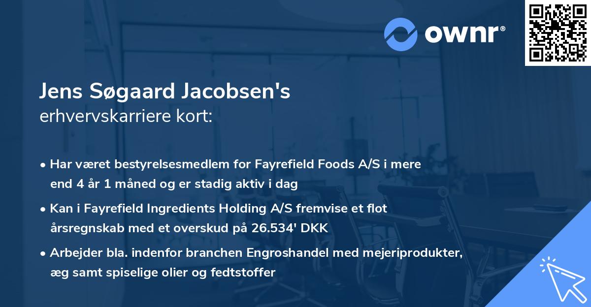 Jens Søgaard Jacobsen's erhvervskarriere kort