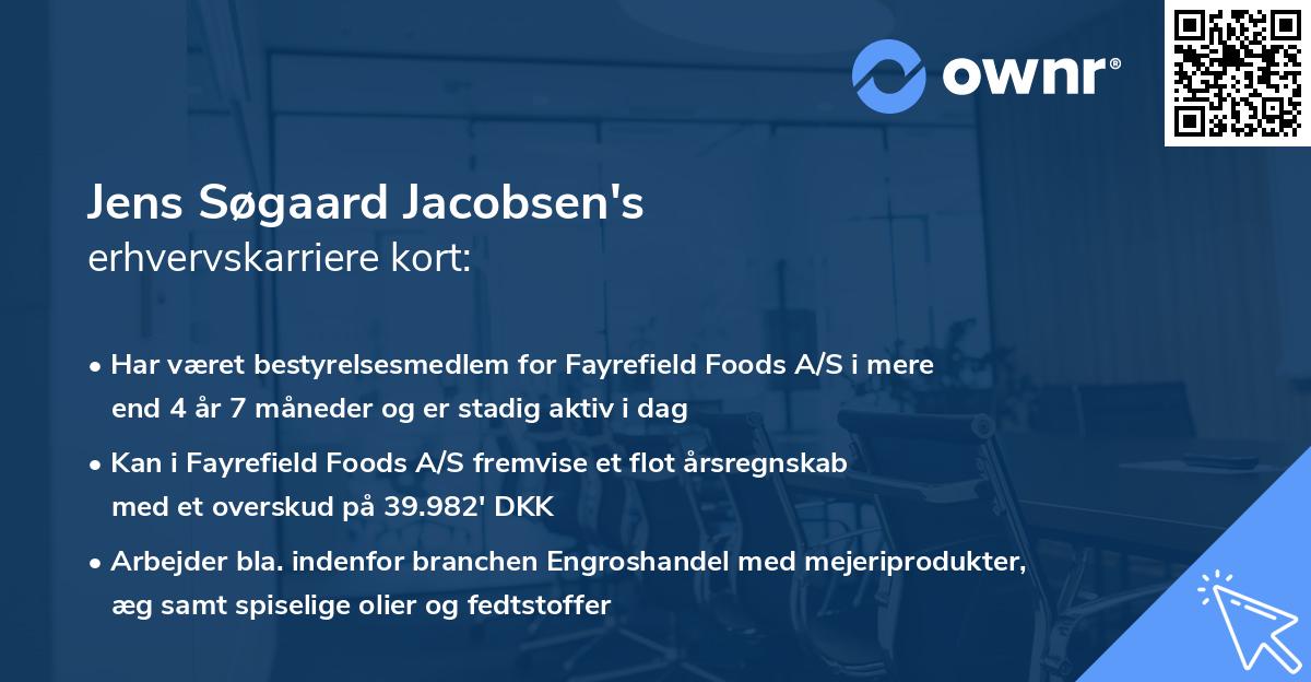 Jens Søgaard Jacobsen's erhvervskarriere kort