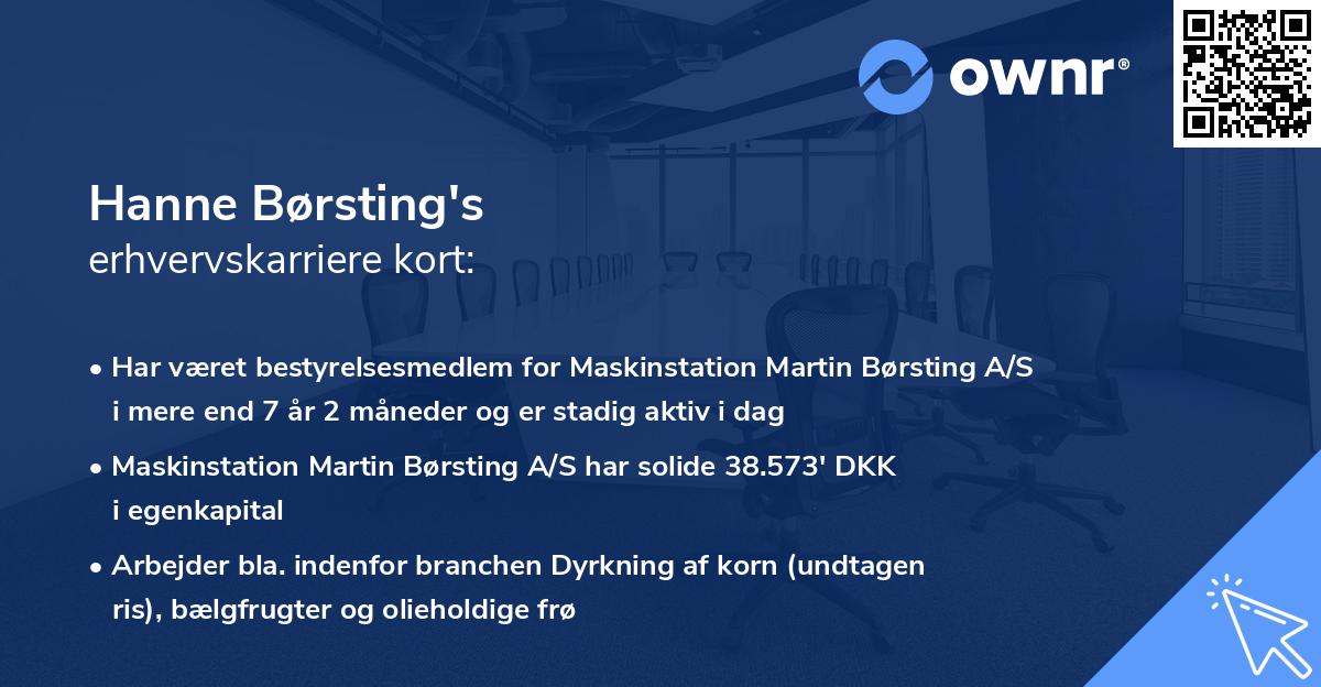 Hanne Børsting's erhvervskarriere kort