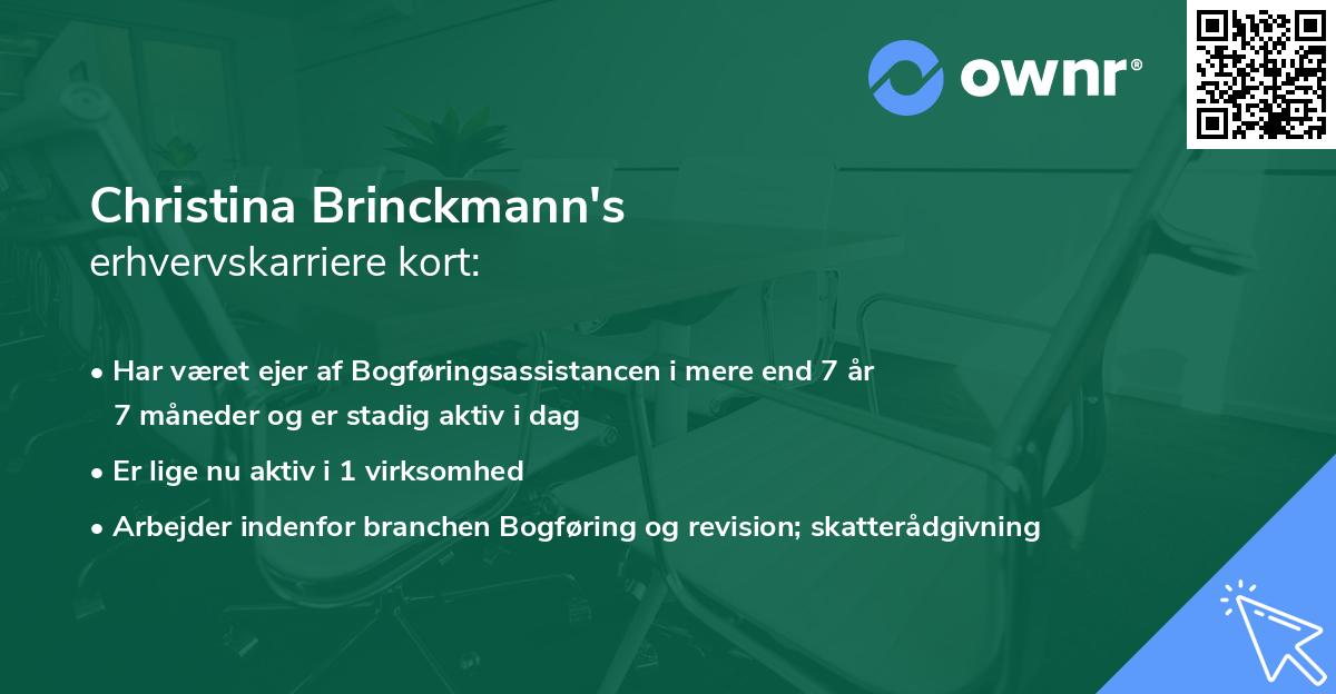 Christina Brinckmann's erhvervskarriere kort