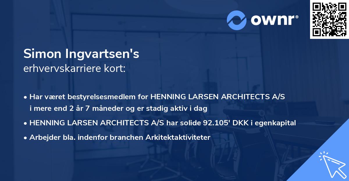 Simon Ingvartsen's erhvervskarriere kort