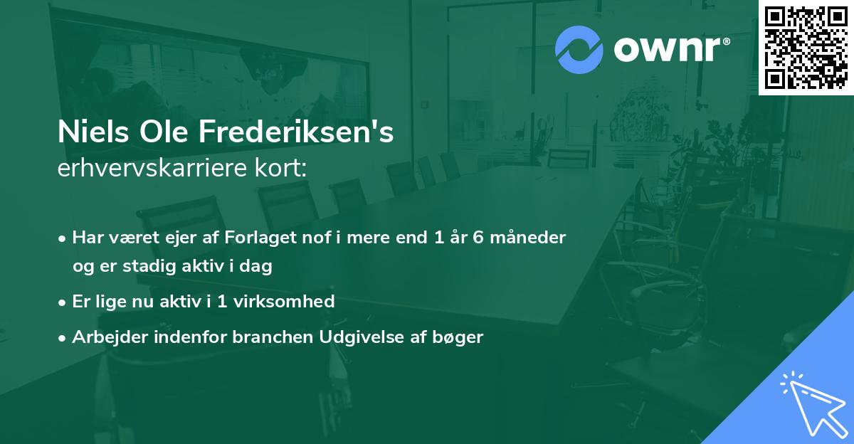 Niels Ole Frederiksen's erhvervskarriere kort