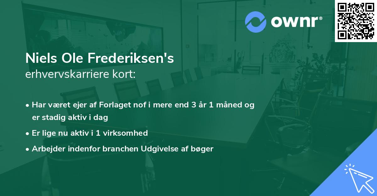 Niels Ole Frederiksen's erhvervskarriere kort