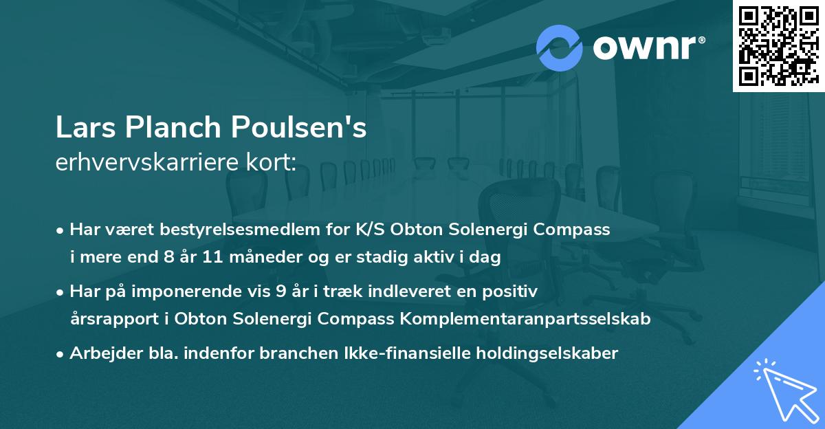 Lars Planch Poulsen's erhvervskarriere kort