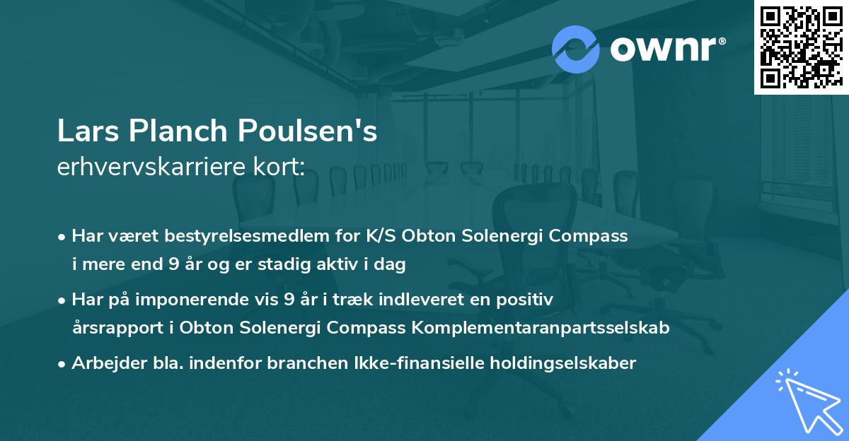 Lars Planch Poulsen's erhvervskarriere kort