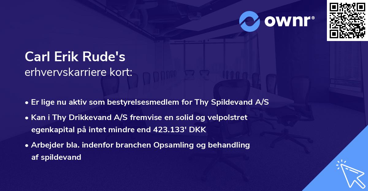 Carl Erik Rude's erhvervskarriere kort