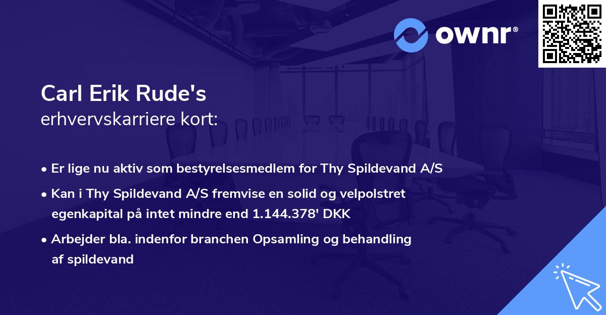 Carl Erik Rude's erhvervskarriere kort
