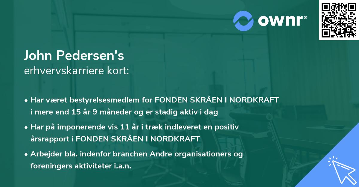 John Pedersen's erhvervskarriere kort