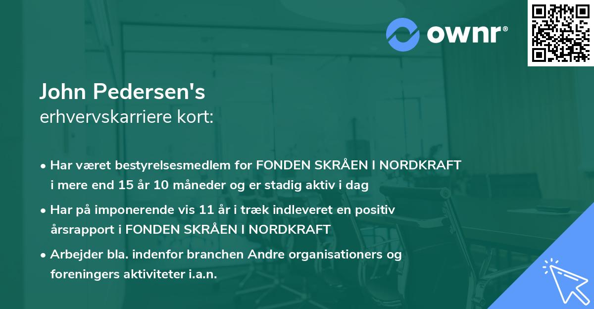 John Pedersen's erhvervskarriere kort