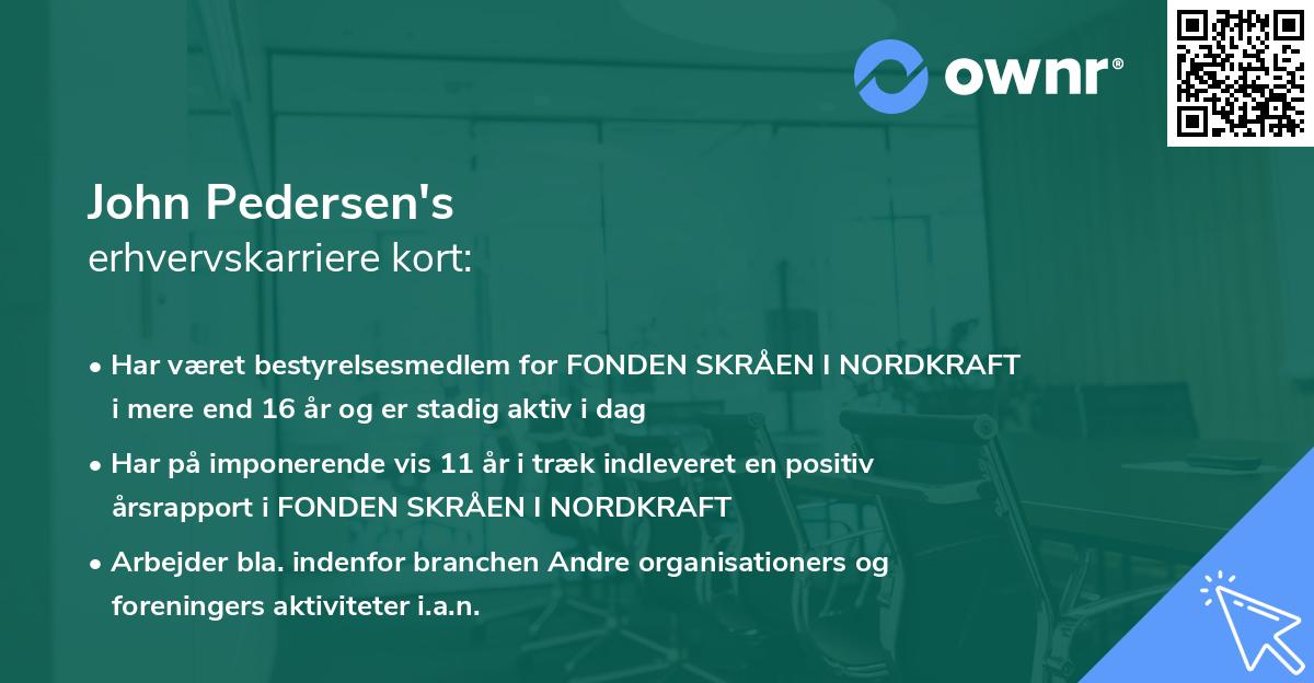 John Pedersen's erhvervskarriere kort