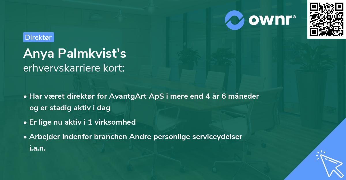 Anya Palmkvist's erhvervskarriere kort