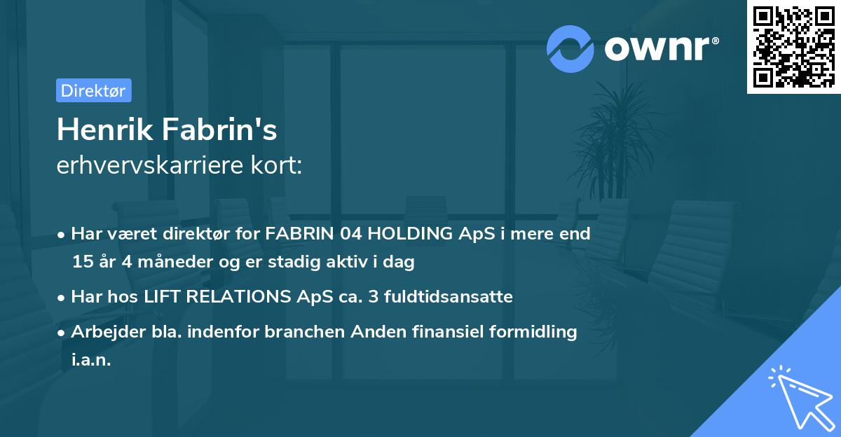 Henrik Fabrin's erhvervskarriere kort