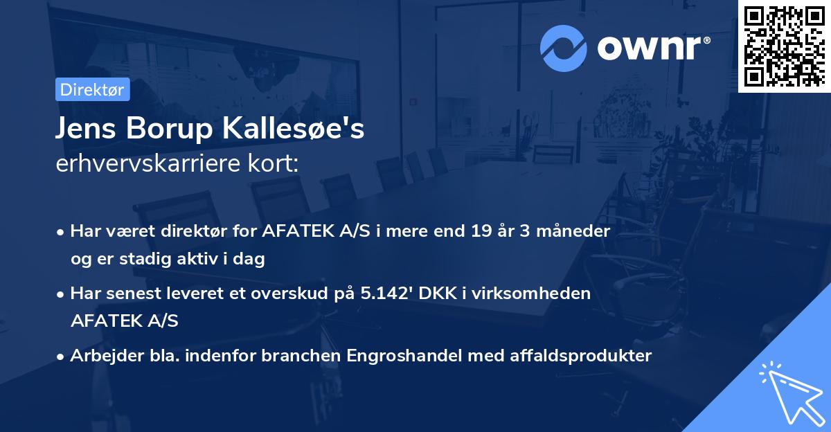 Jens Borup Kallesøe's erhvervskarriere kort