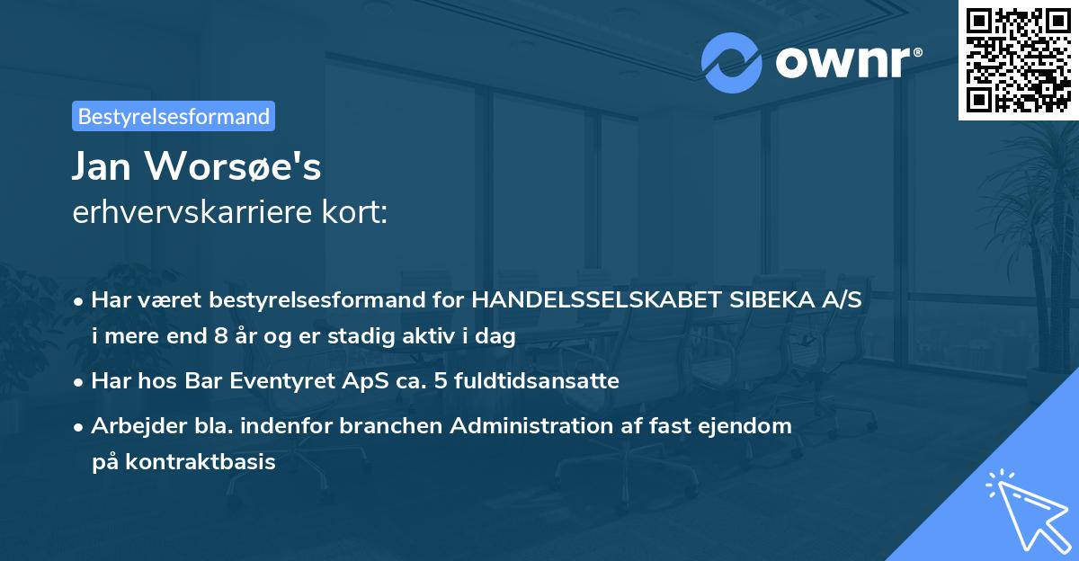 Jan Worsøe's erhvervskarriere kort
