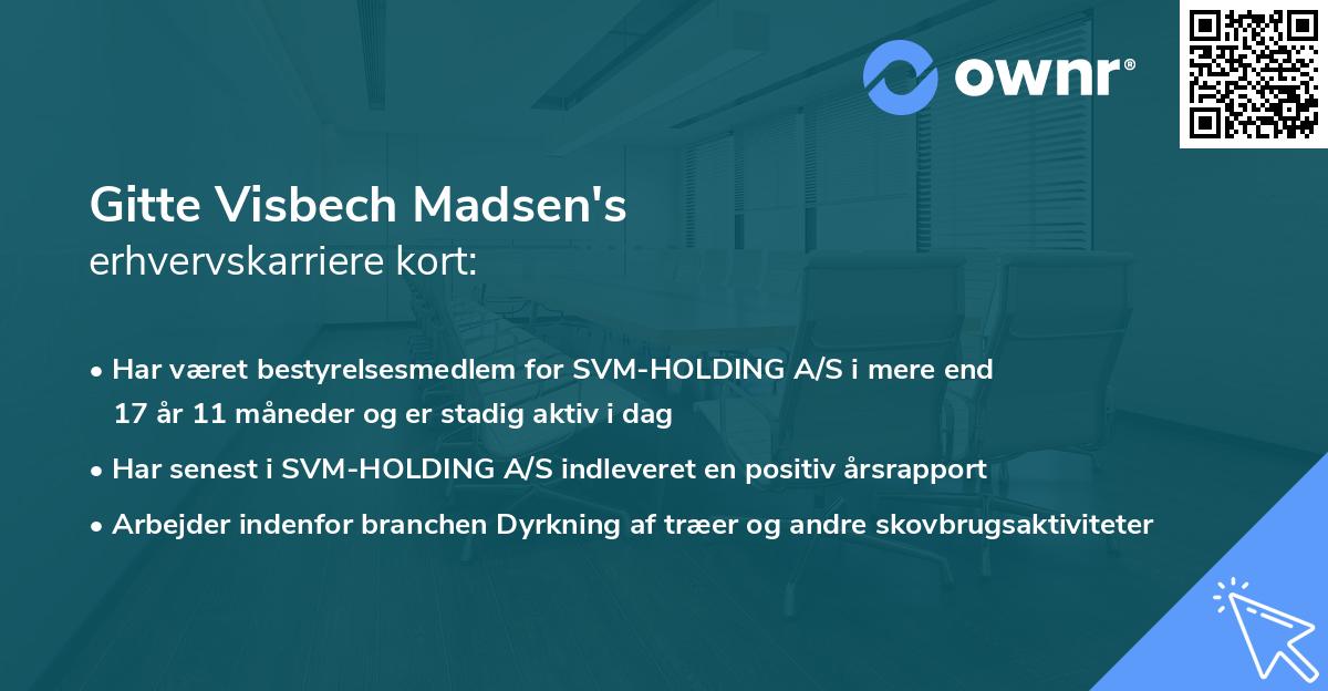 Gitte Visbech Madsen's erhvervskarriere kort