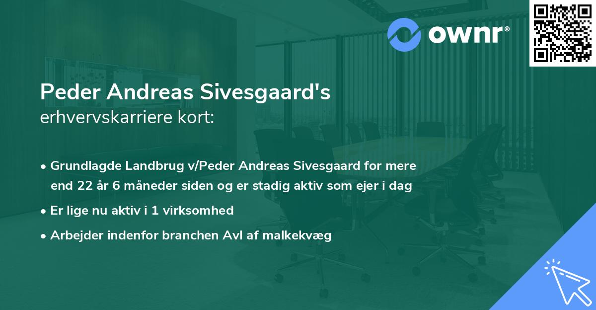 Peder Andreas Sivesgaard's erhvervskarriere kort