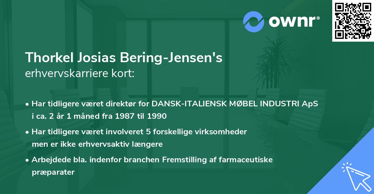 Thorkel Josias Bering-Jensen's erhvervskarriere kort