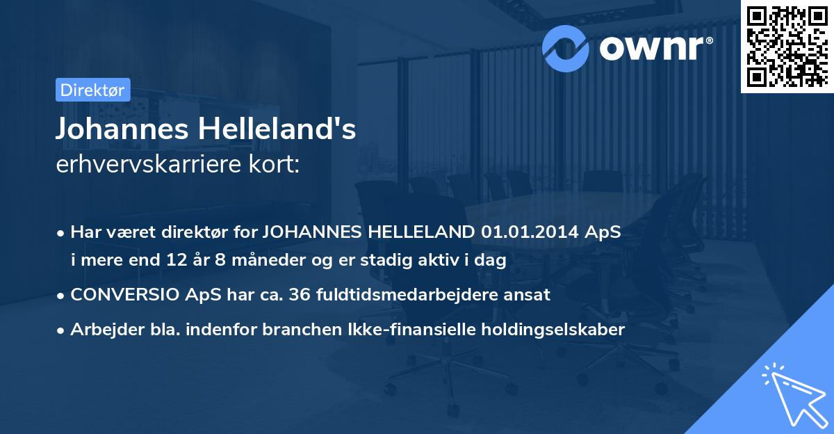 Johannes Helleland's erhvervskarriere kort