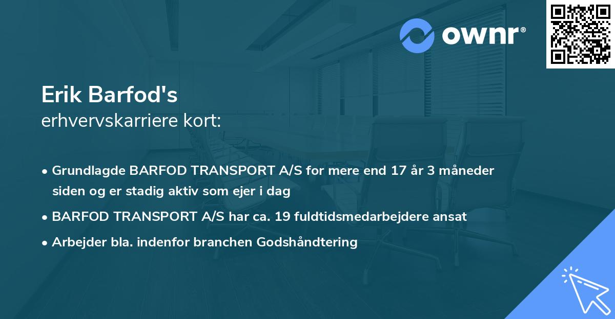 Erik Barfod's erhvervskarriere kort