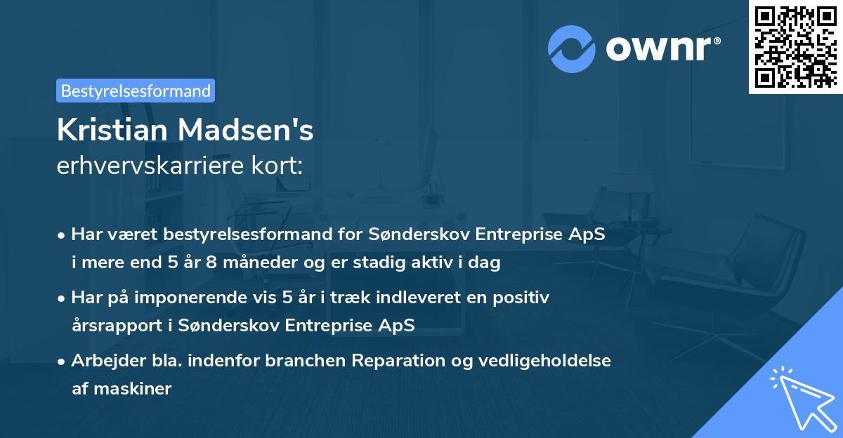 Kristian Madsen's erhvervskarriere kort