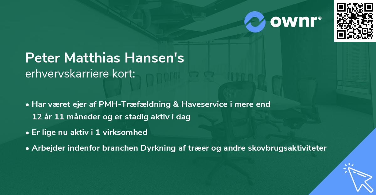 Peter Matthias Hansen's erhvervskarriere kort