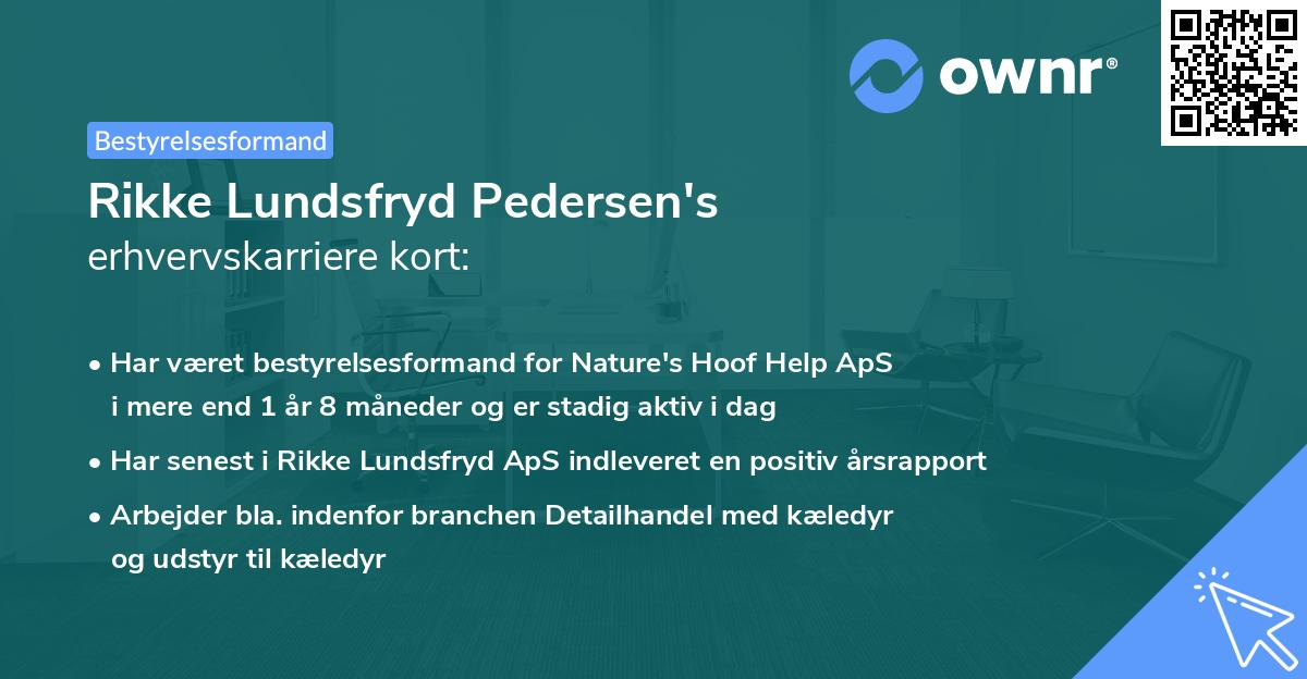 Rikke Lundsfryd Pedersen's erhvervskarriere kort