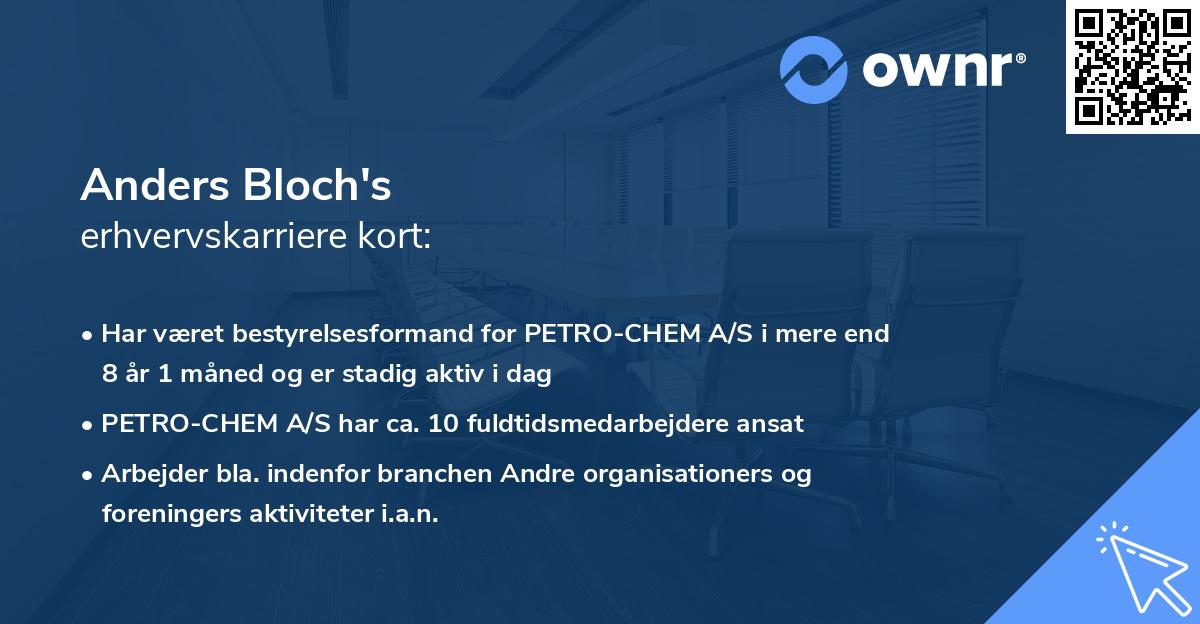 Anders Bloch's erhvervskarriere kort
