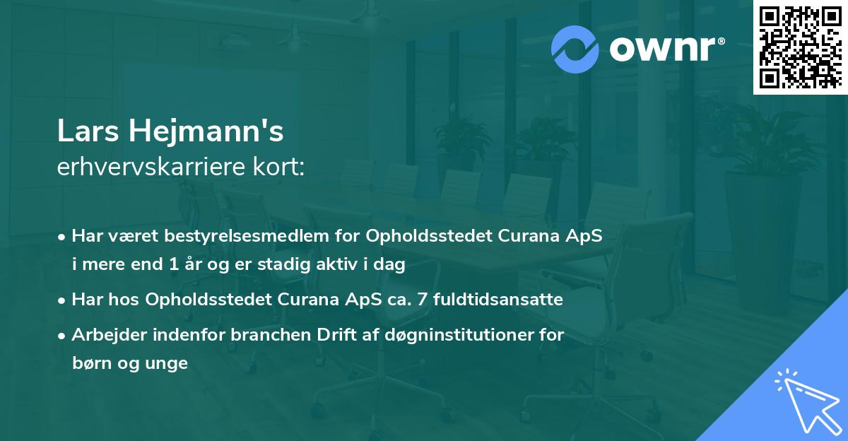 Lars Hejmann's erhvervskarriere kort