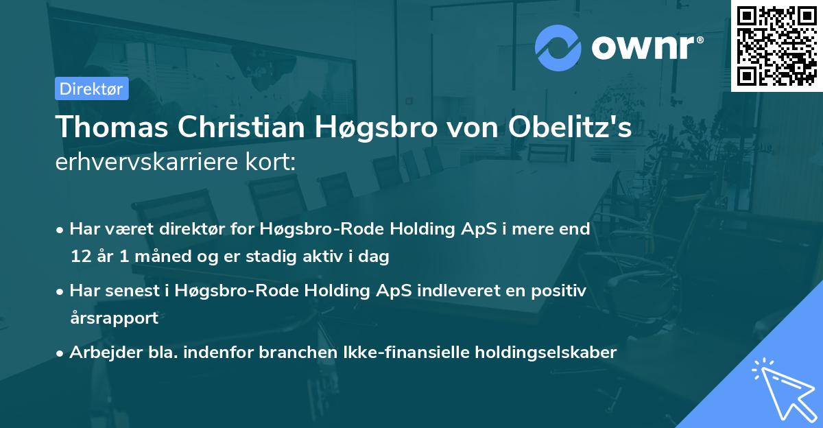 Thomas Christian Høgsbro von Obelitz's erhvervskarriere kort