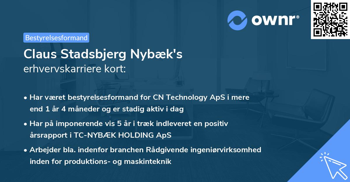 Claus Stadsbjerg Nybæk's erhvervskarriere kort