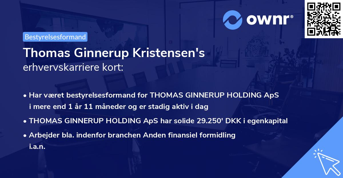 Thomas Ginnerup Kristensen's erhvervskarriere kort