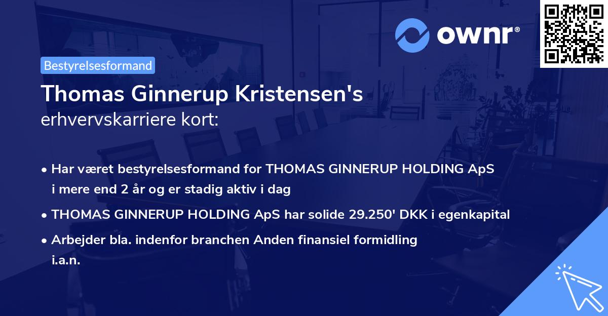 Thomas Ginnerup Kristensen's erhvervskarriere kort