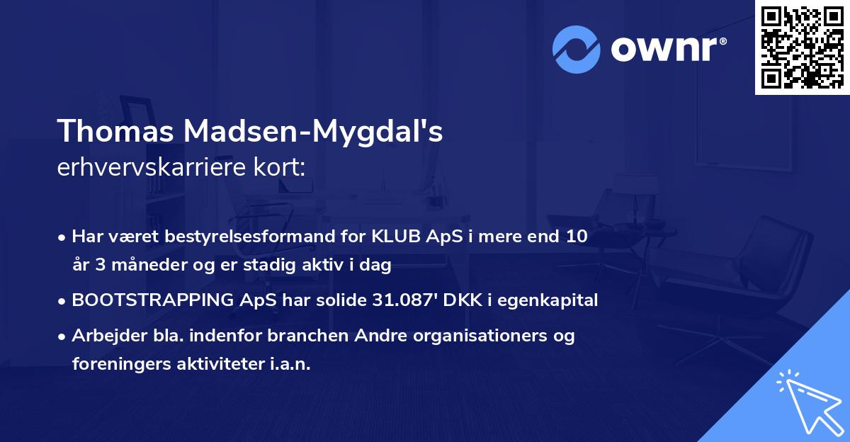 Thomas Madsen-Mygdal's erhvervskarriere kort