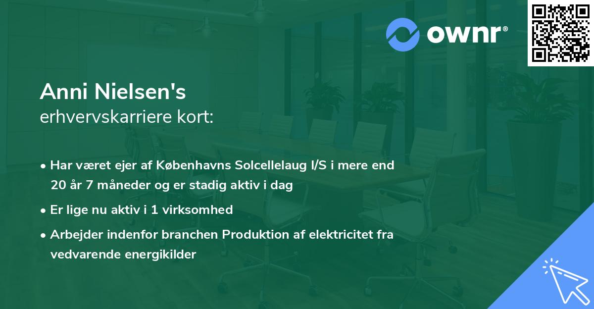 Anni Nielsen's erhvervskarriere kort