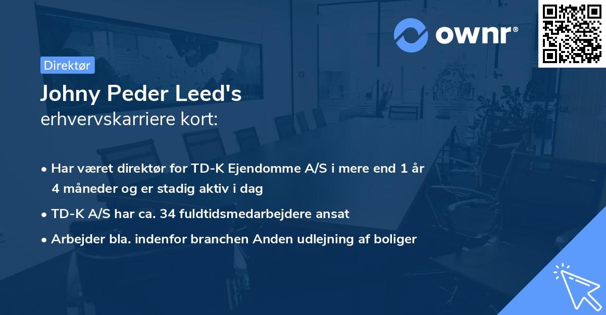 Johny Peder Leed's erhvervskarriere kort