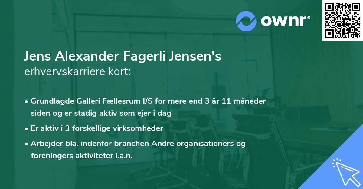 Jens Alexander Fagerli Jensen's erhvervskarriere kort