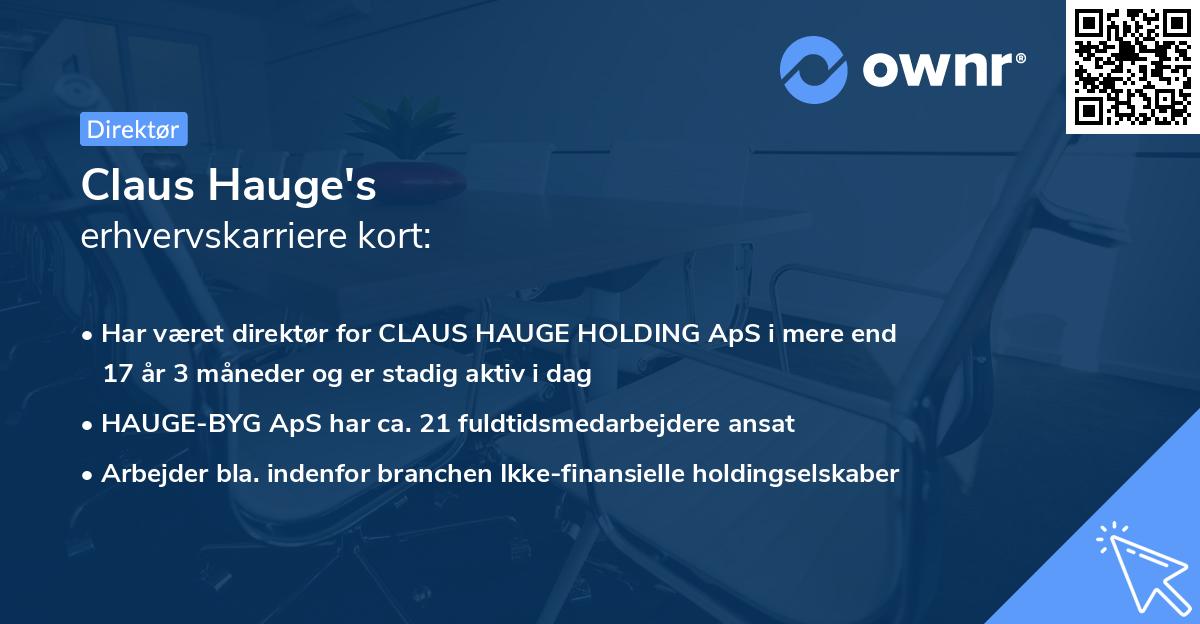 Claus Hauge's erhvervskarriere kort