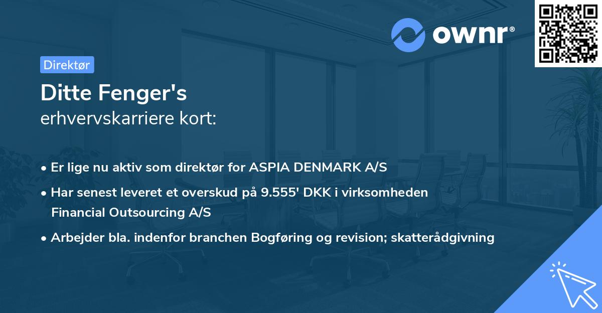 Ditte Fenger's erhvervskarriere kort