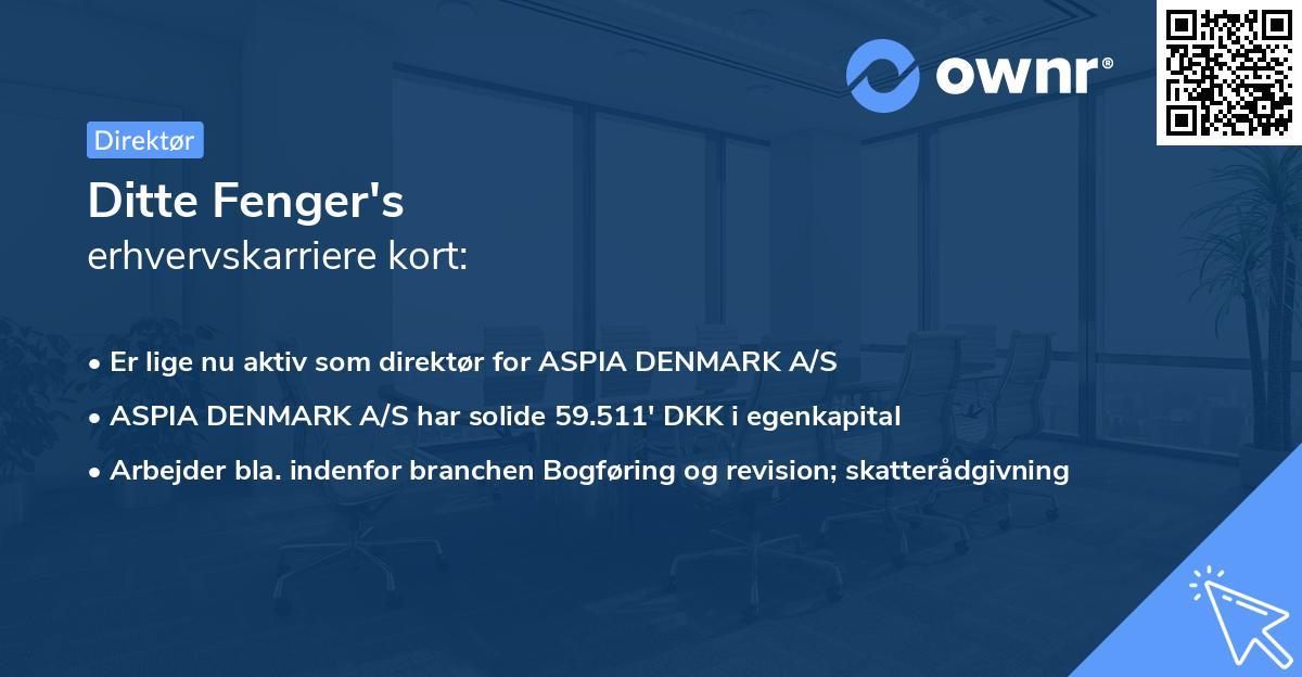 Ditte Fenger's erhvervskarriere kort