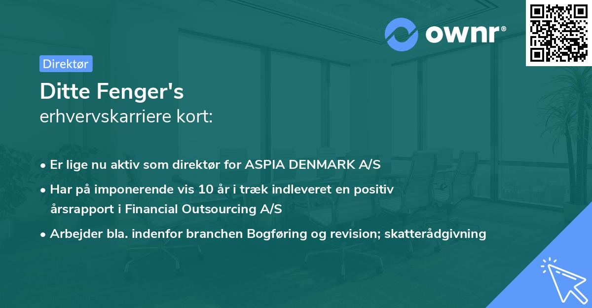 Ditte Fenger's erhvervskarriere kort