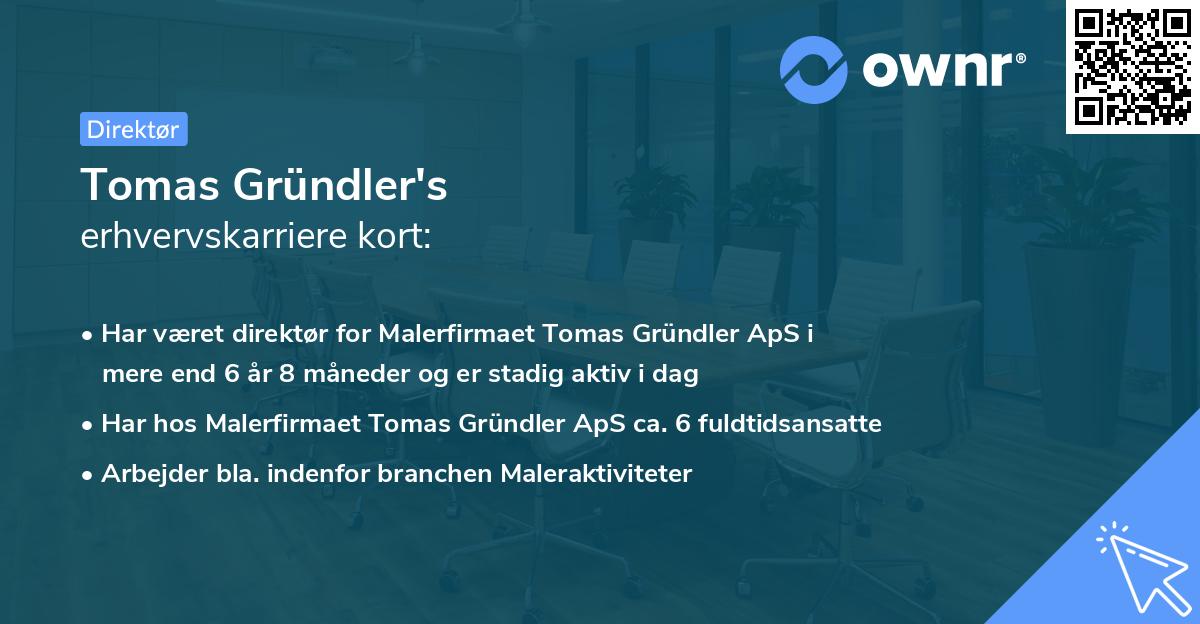 Tomas Gründler's erhvervskarriere kort