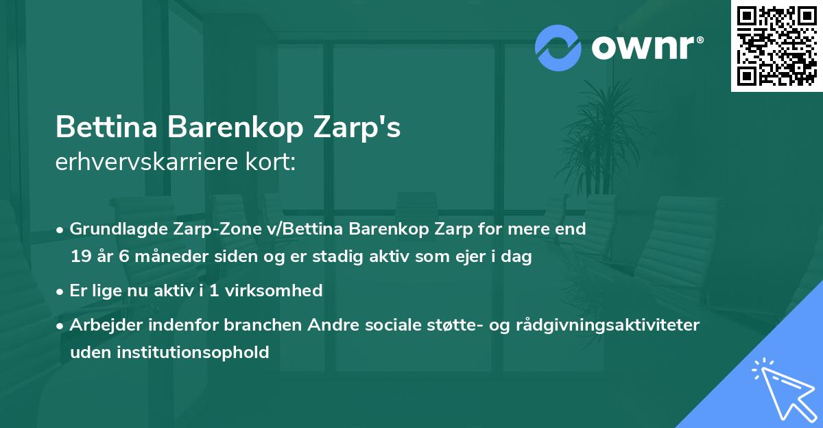 Bettina Barenkop Zarp's erhvervskarriere kort