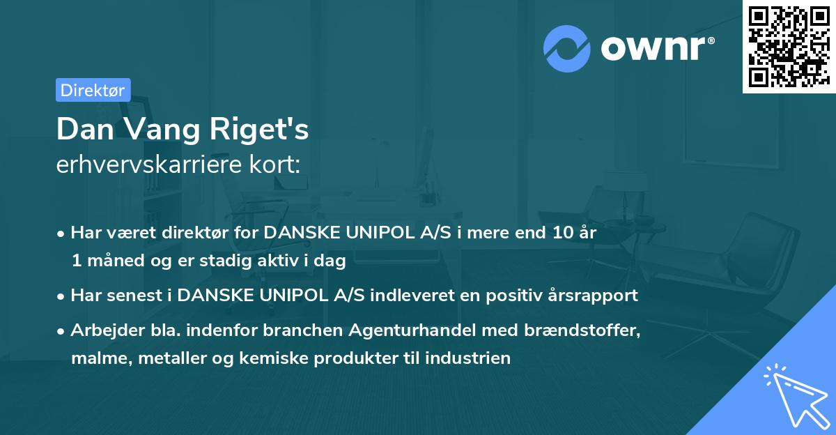Dan Vang Riget's erhvervskarriere kort