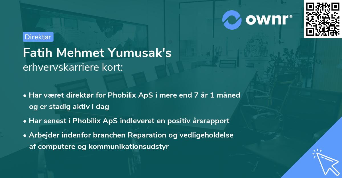 Fatih Mehmet Yumusak's erhvervskarriere kort