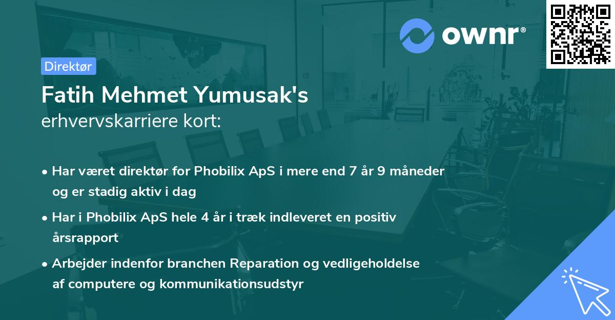 Fatih Mehmet Yumusak's erhvervskarriere kort