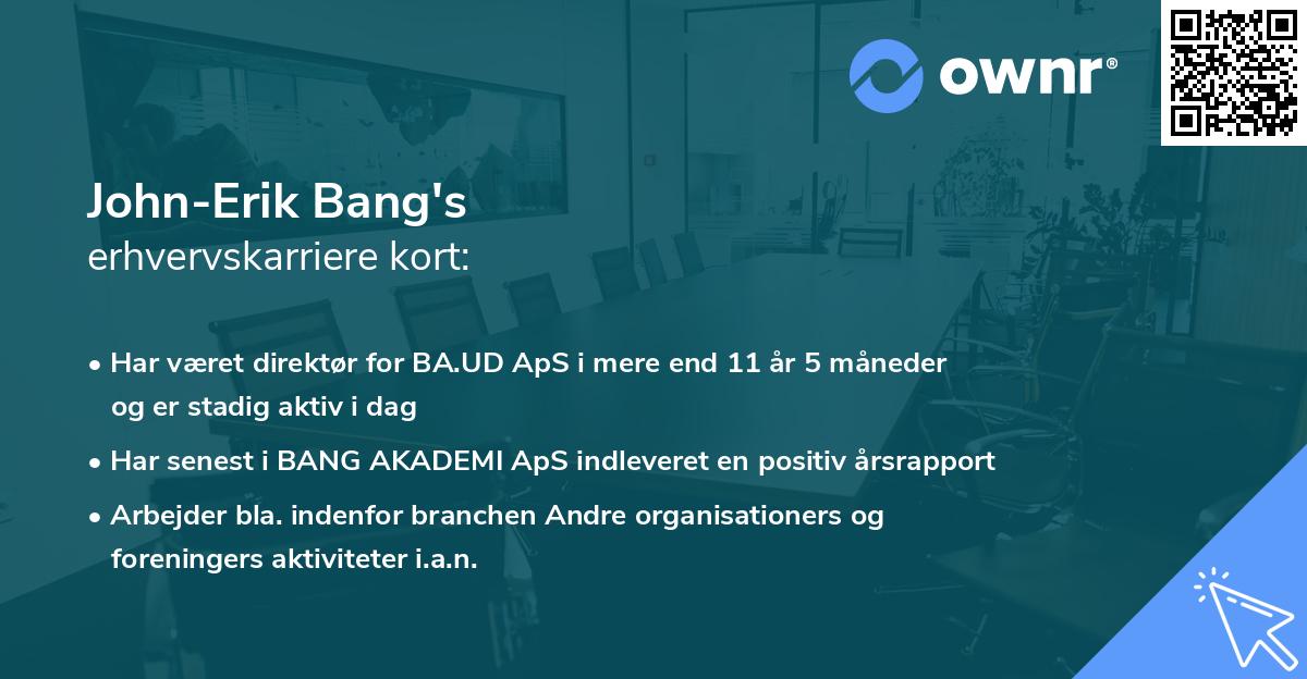 John-Erik Bang's erhvervskarriere kort