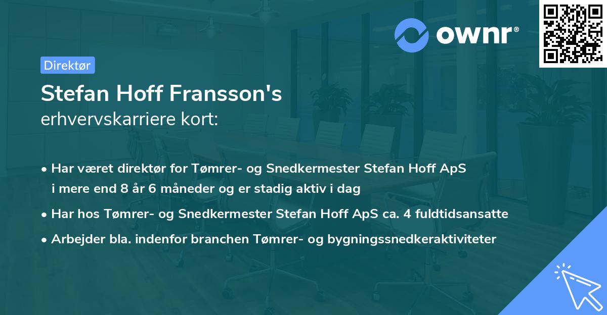 Stefan Hoff Fransson's erhvervskarriere kort