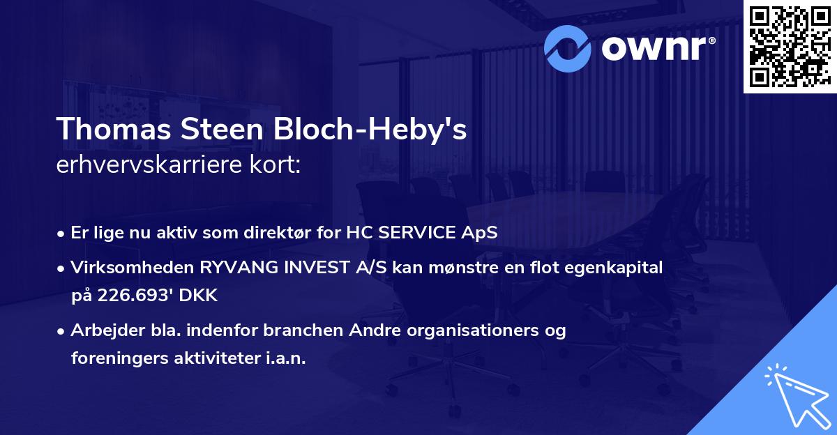 Thomas Steen Bloch-Heby's erhvervskarriere kort