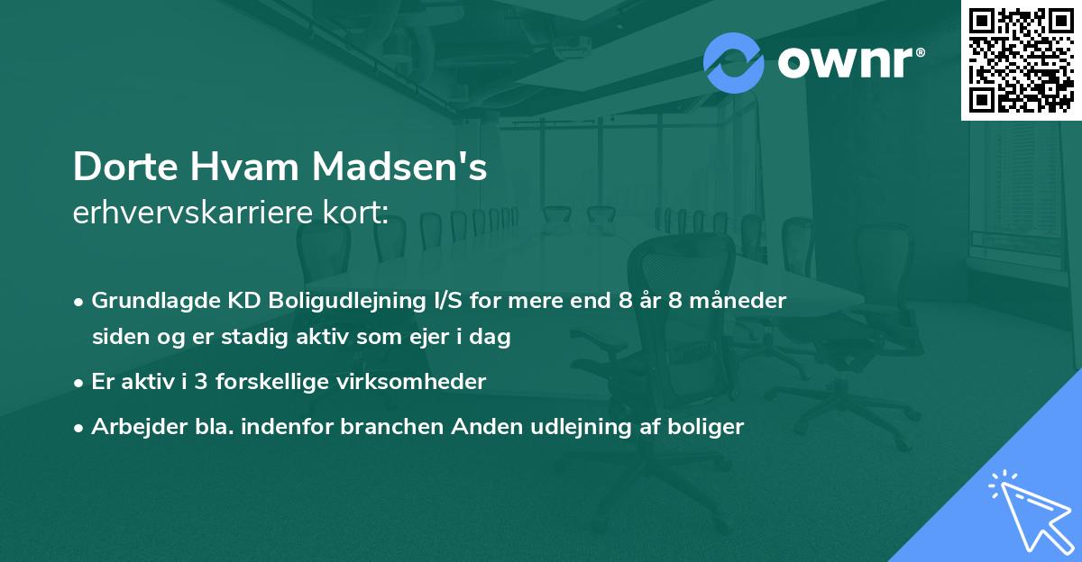 Dorte Hvam Madsen's erhvervskarriere kort